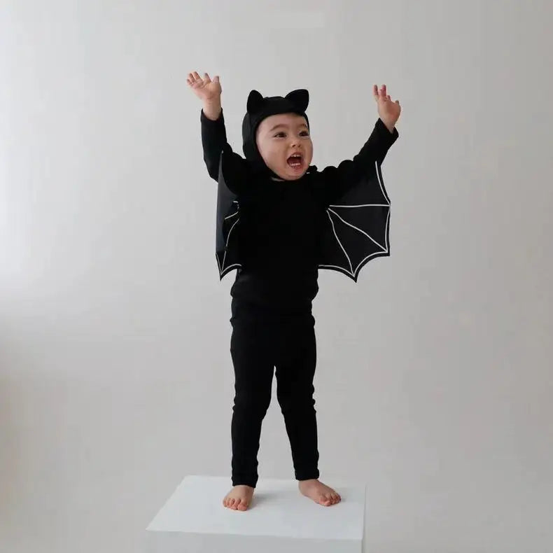 Costume Halloween Bébé 3 Pièces – Haut Chauve-Souris, Pantalon & Chapeau | Garçon & Fille 1-3 ans