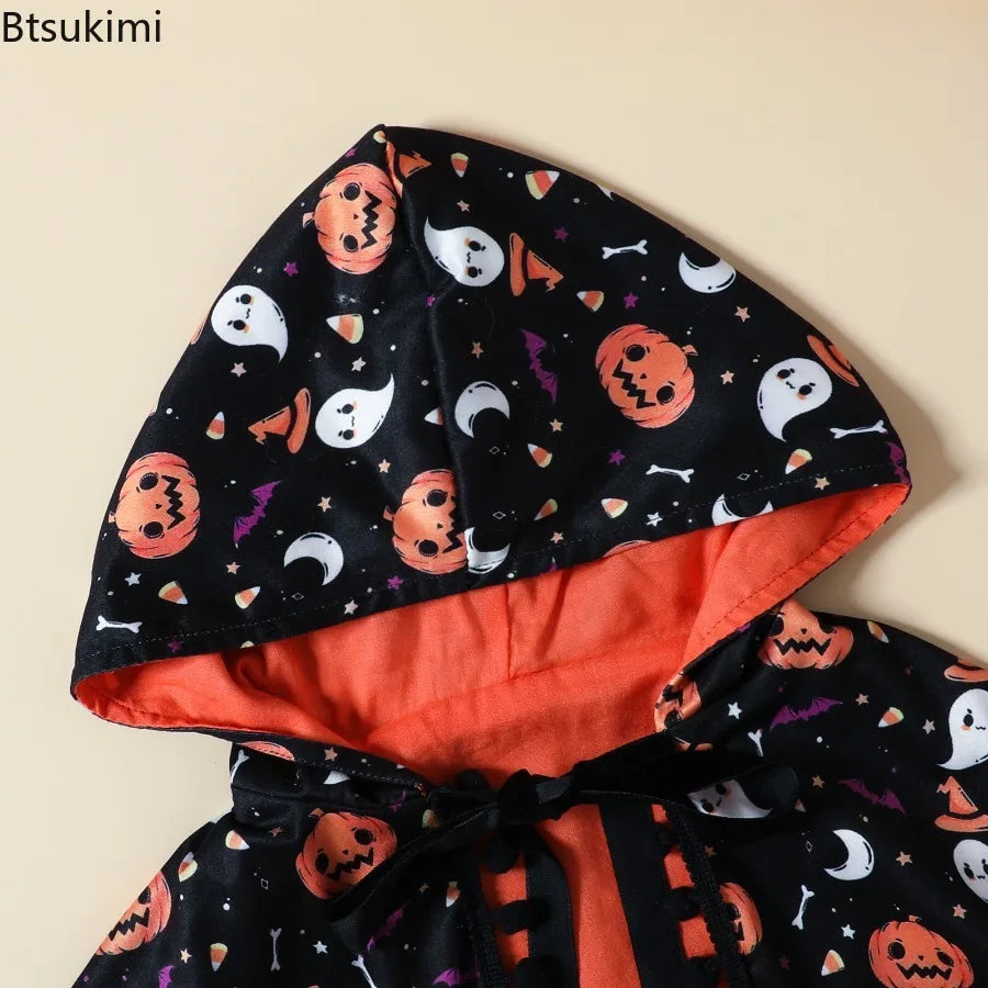 Costume d'Halloween pour Fille – Ensemble 2 Pièces Cape & Robe Tulle Citrouille