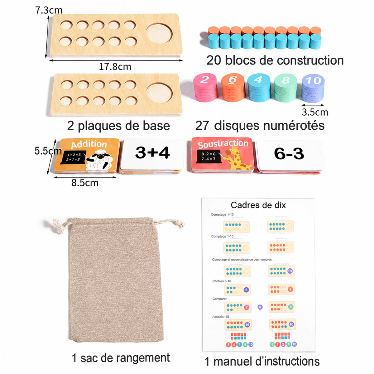 Jeu de calcul en bois Montessori dès 3 ans