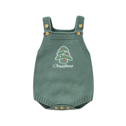Barboteuse Noël bébé en maille à bretelles