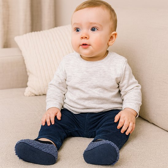 Gray baby booties