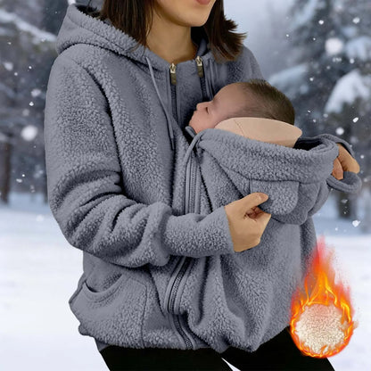 Pull Porte-Bébé Polaire 2 en 1 — Sweat à Capuche Maternité Chaud