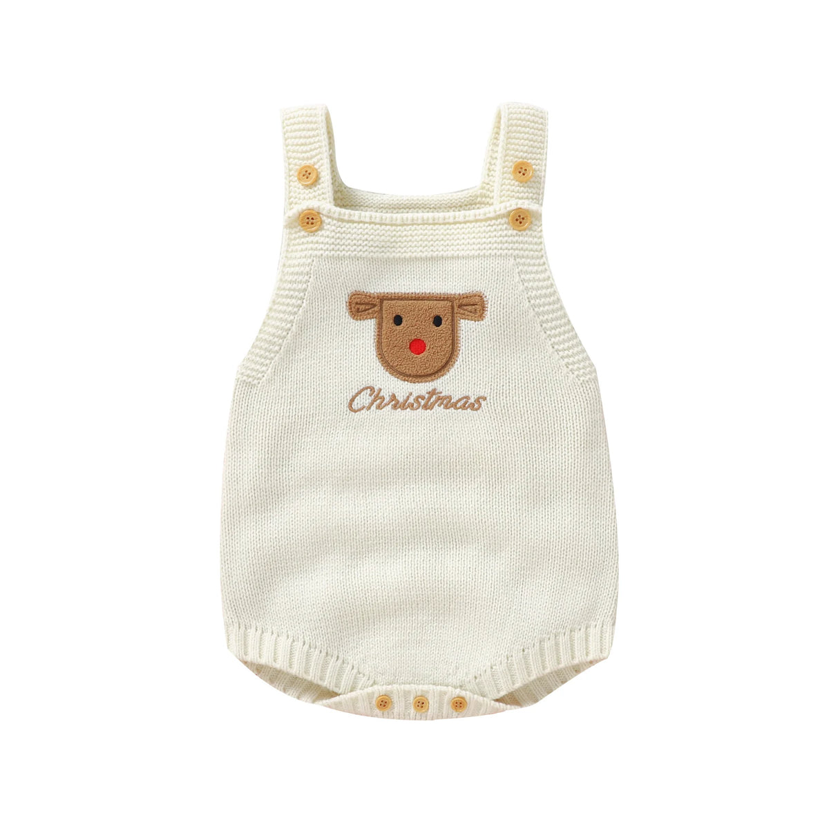 Barboteuse Noël bébé en maille à bretelles