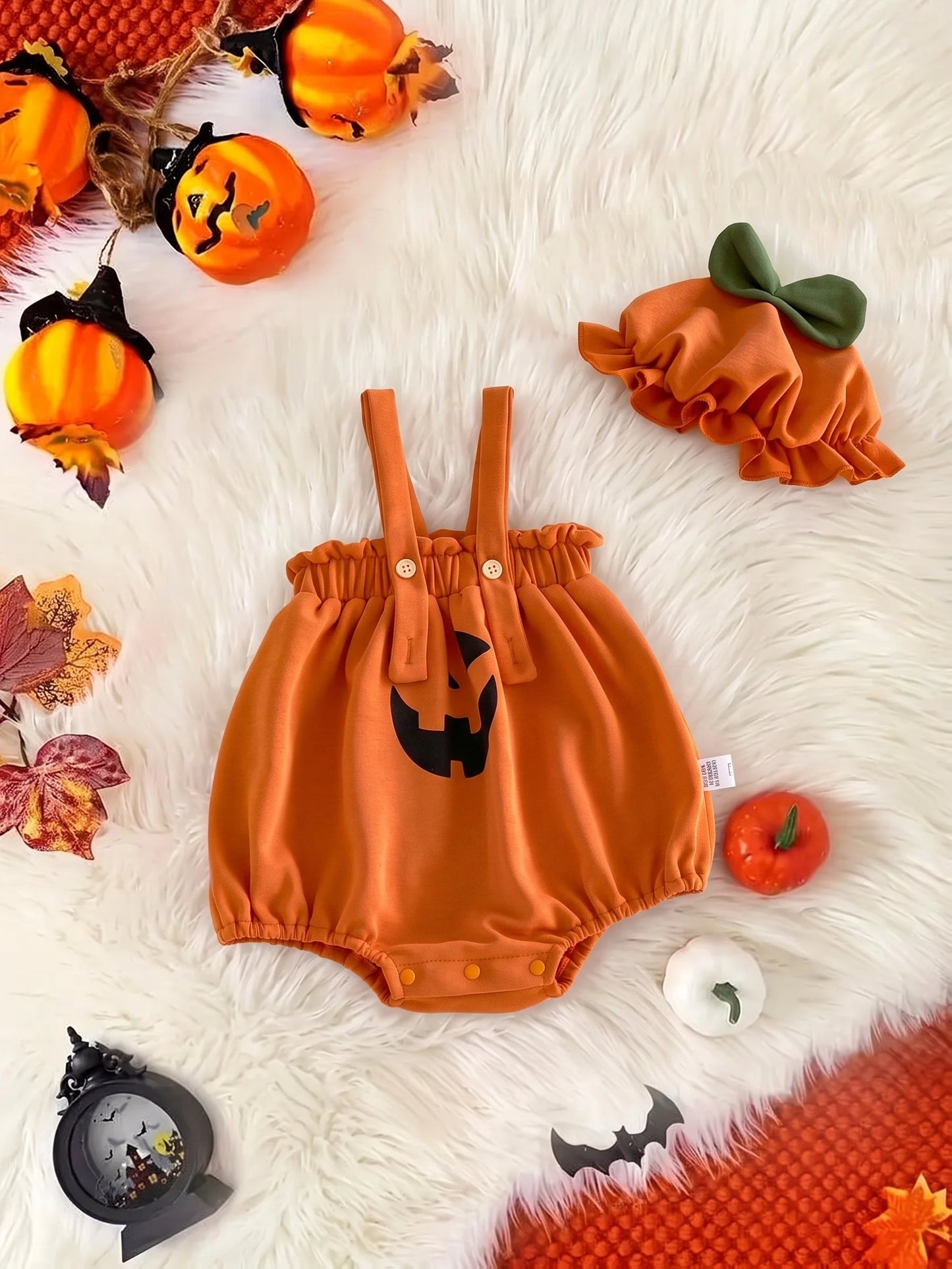Déguisement Halloween Bébé – Combinaison Citrouille + Chapeau