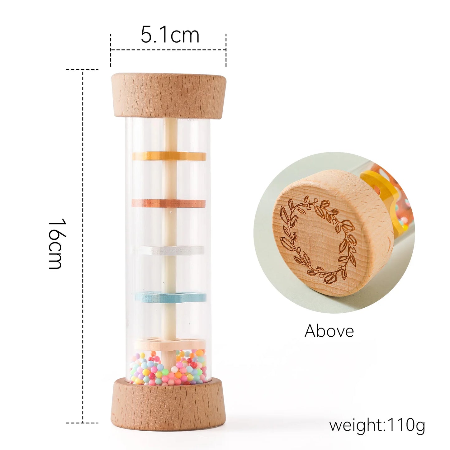 Hochet Montessori Bébé – Lot de 2 | Jouet Sensoriel Bâton de Pluie en Bois