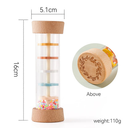 Hochet Montessori Bébé – Lot de 2 | Jouet Sensoriel Bâton de Pluie en Bois