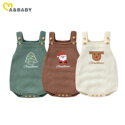 Barboteuse Noël bébé en maille à bretelles