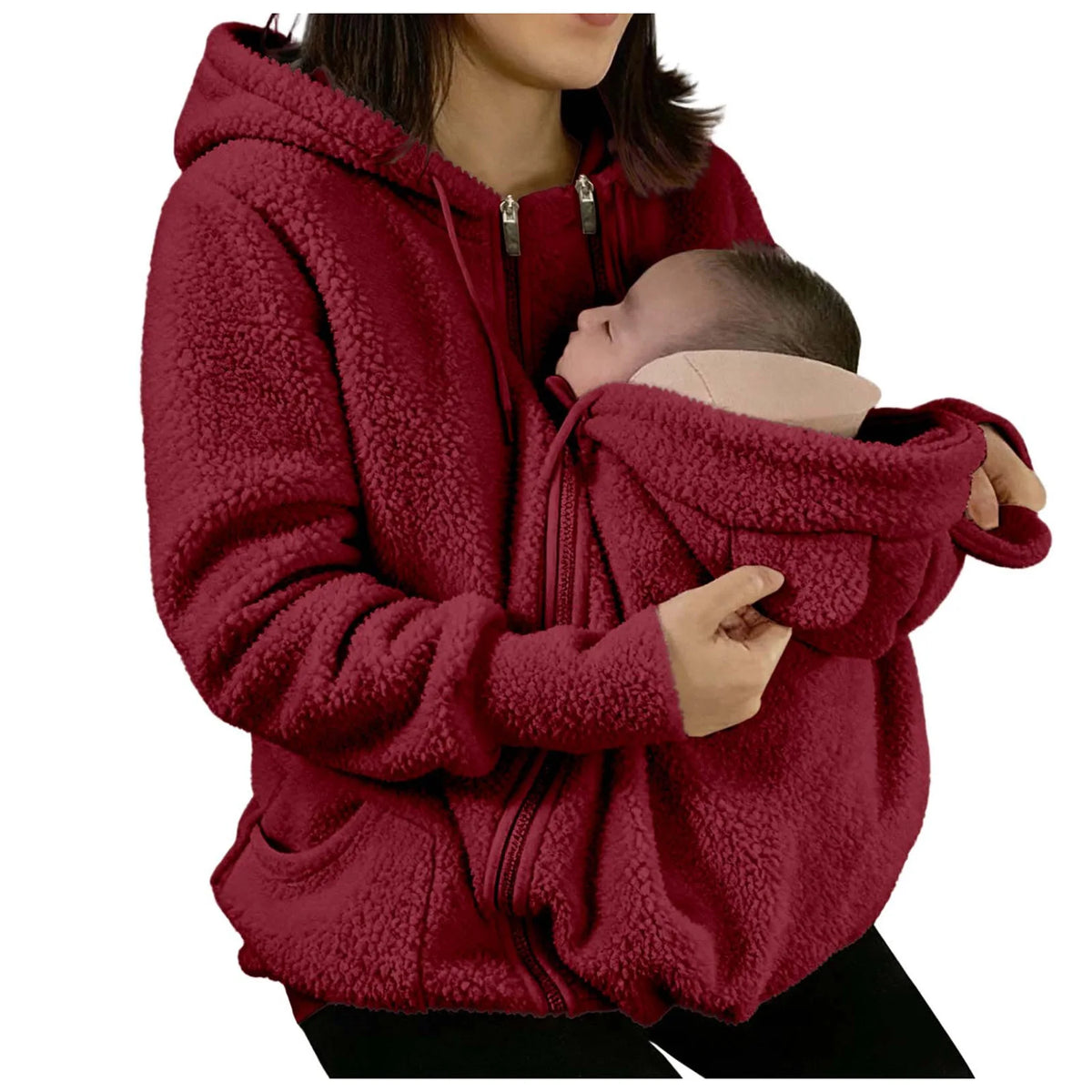 Pull Porte-Bébé Polaire 2 en 1 — Sweat à Capuche Maternité Chaud