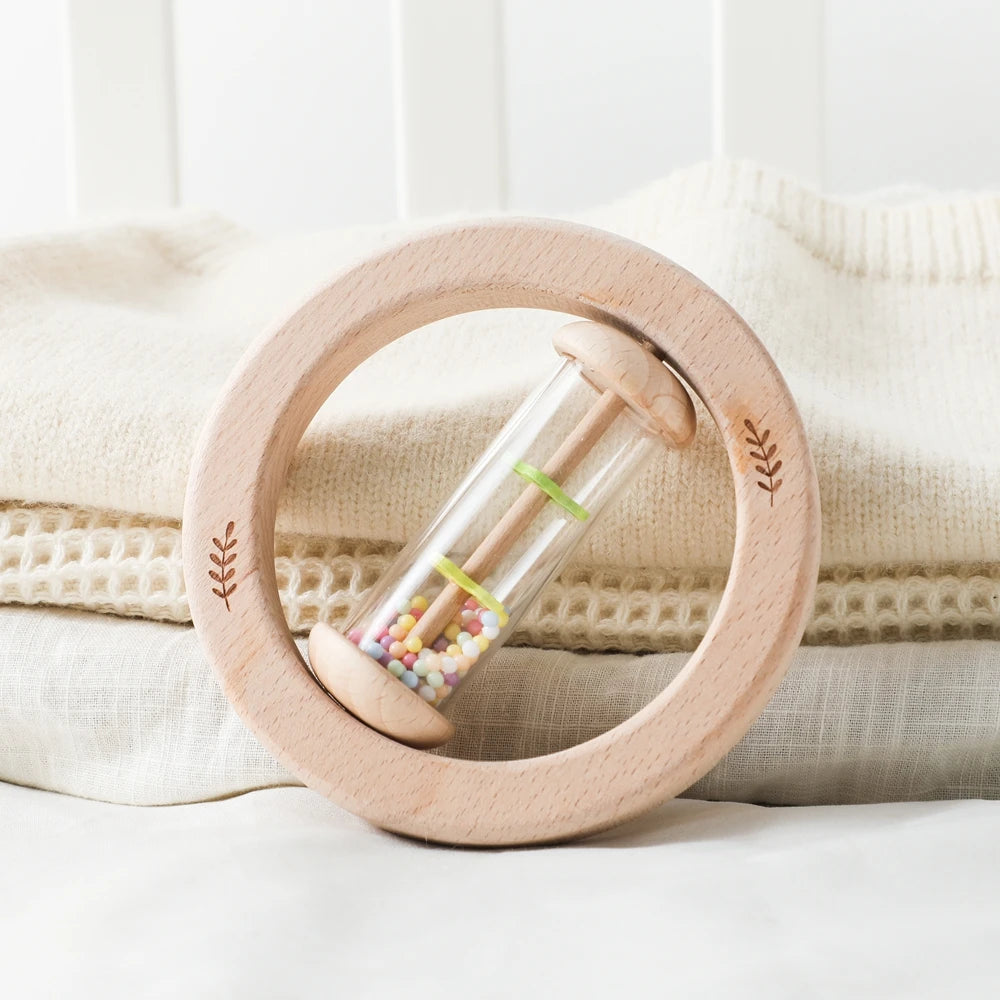 Hochet Montessori Bébé – Lot de 2 | Jouet Sensoriel Bâton de Pluie en Bois