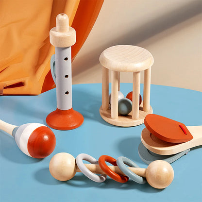 Set 5 Instruments de Musique Montessori Bébé en Bois | Jouet Sensoriel Éveil Musical