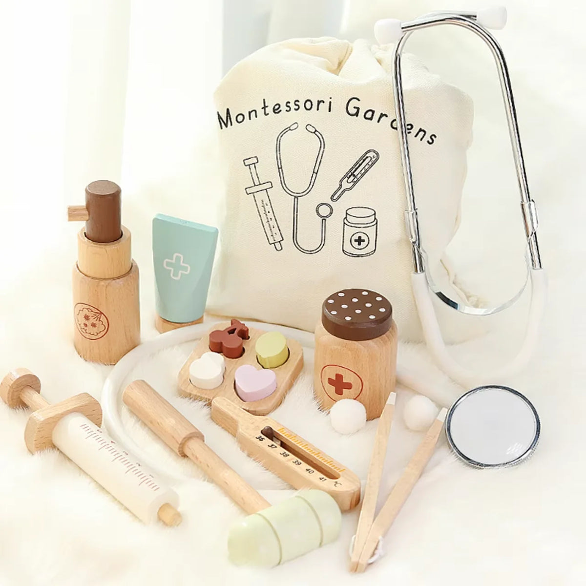 Kit docteur en bois pour enfant – Dès 3 ans