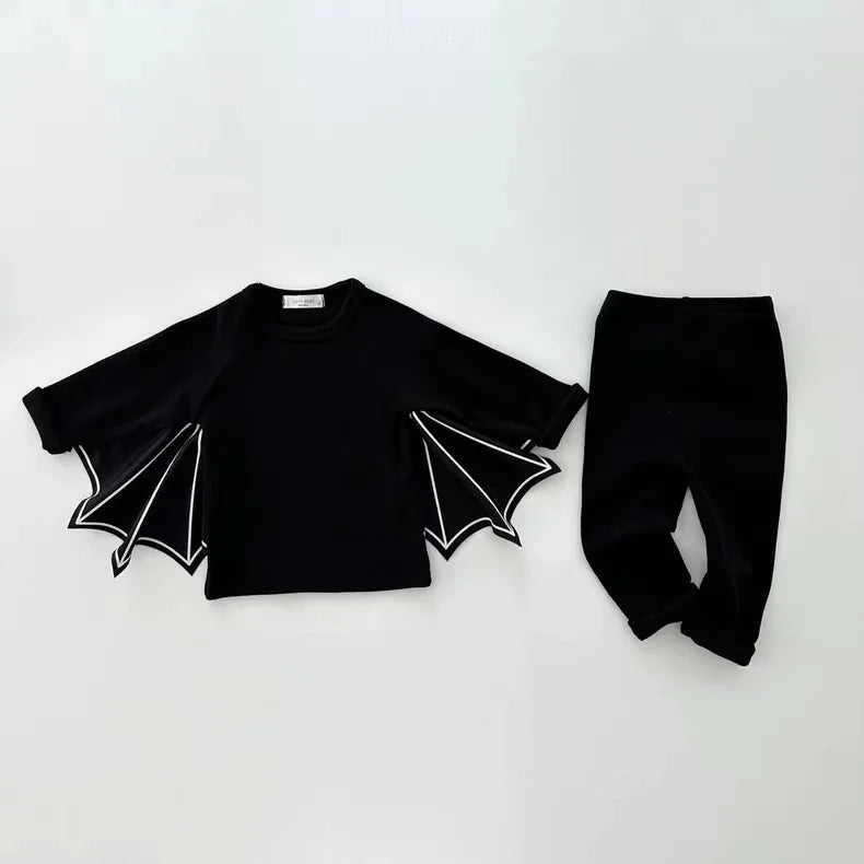 Costume Halloween Bébé 3 Pièces – Haut Chauve-Souris, Pantalon & Chapeau | Garçon & Fille 1-3 ans