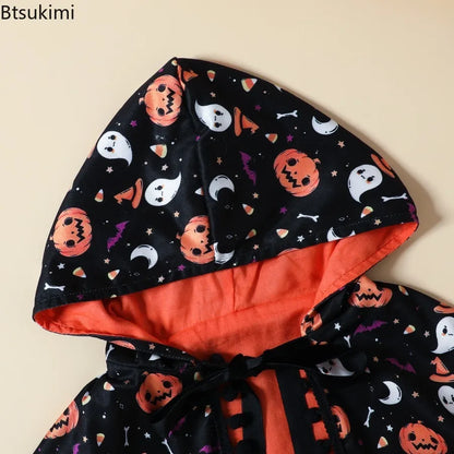 Costume d'Halloween pour Fille – Ensemble 2 Pièces Cape & Robe Tulle Citrouille