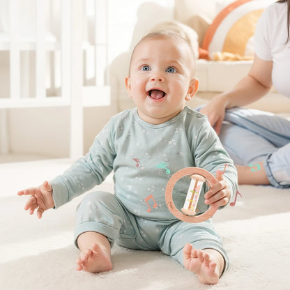 Hochet Montessori Bébé – Lot de 2 | Jouet Sensoriel Bâton de Pluie en Bois