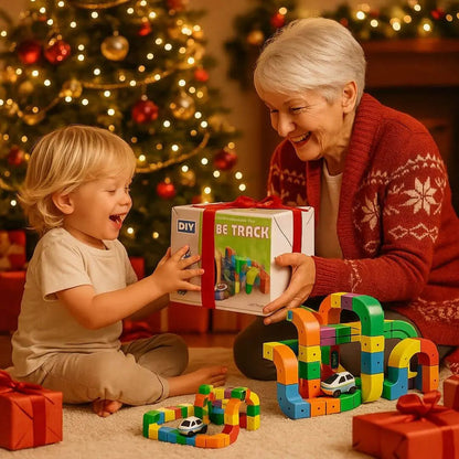 Cadeau de Noël pour enfant : jeu de construction coloré avec voiture, idéal pour mère et enfant