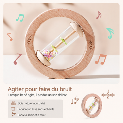Hochet Montessori Bébé – Lot de 2 | Jouet Sensoriel Bâton de Pluie en Bois