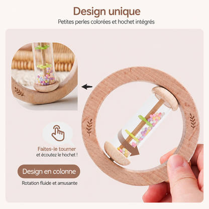 Hochet Montessori Bébé – Lot de 2 | Jouet Sensoriel Bâton de Pluie en Bois