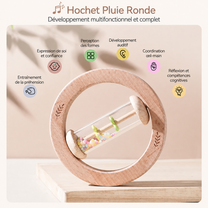 Hochet Montessori Bébé – Lot de 2 | Jouet Sensoriel Bâton de Pluie en Bois