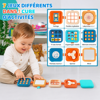 Cube d'Activités Montessori Bébé – 8 en 1 | Jouet Sensoriel Éveil Motricité Fine